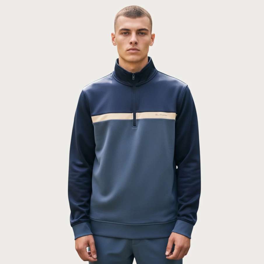 Ben Sherman Blue Two Tone Zip Men Sweatshirt 1981080945