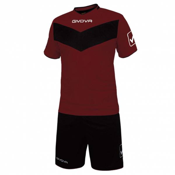 Givova Fußball Set Trikot mit Short Vittoria dunkelrot/schwarz