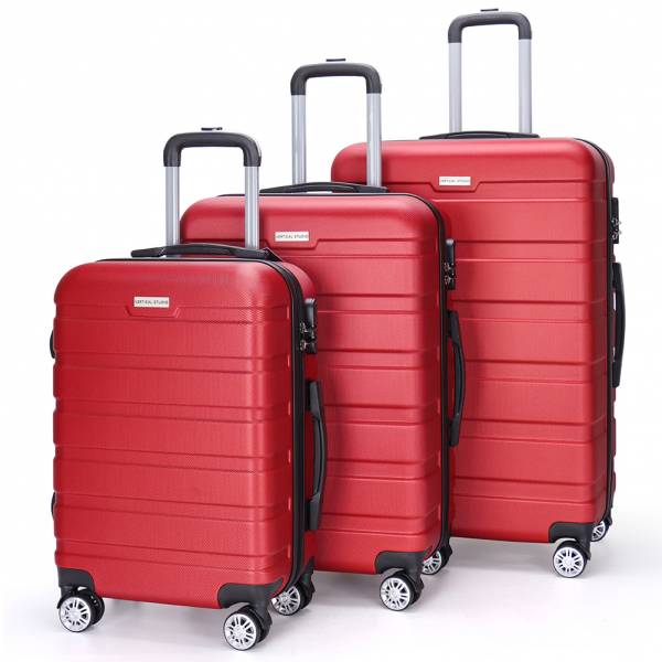 VERTICAL STUDIO &quot;Trelleborg&quot; 20&quot; 24&quot; 28&quot; Suitcase Set of 3 wine red
