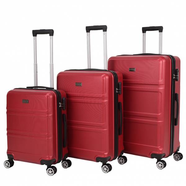 VERTICAL STUDIO &quot;Bars&quot; Suitcase Set of 3 20&quot; 24&quot; 28&quot; wine red