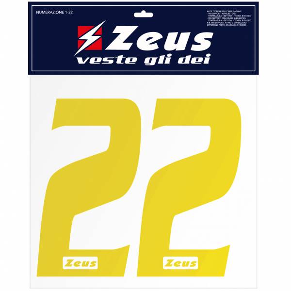 Zeus cijfers - Set 1-22 om op te strijken 10 cm geel