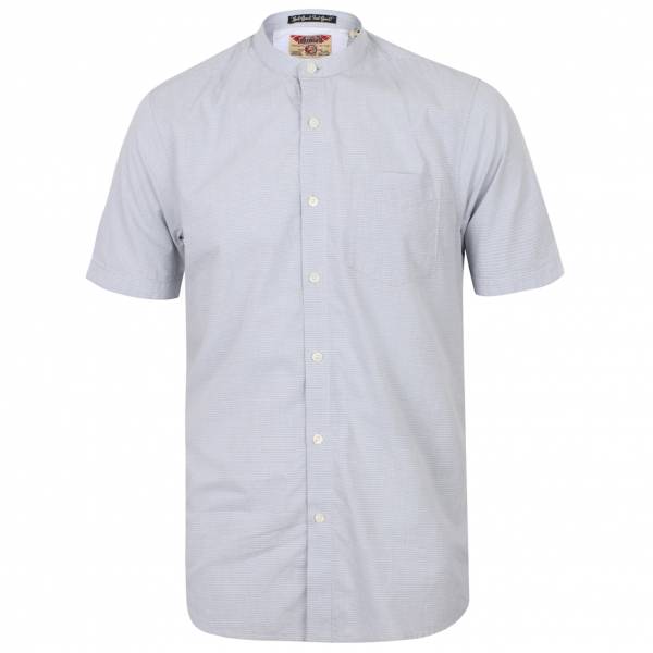 Tokyo Laundry Scandi Grandad Collar Herren Kurzarm Hemd 1H10745 Pearl Blue
