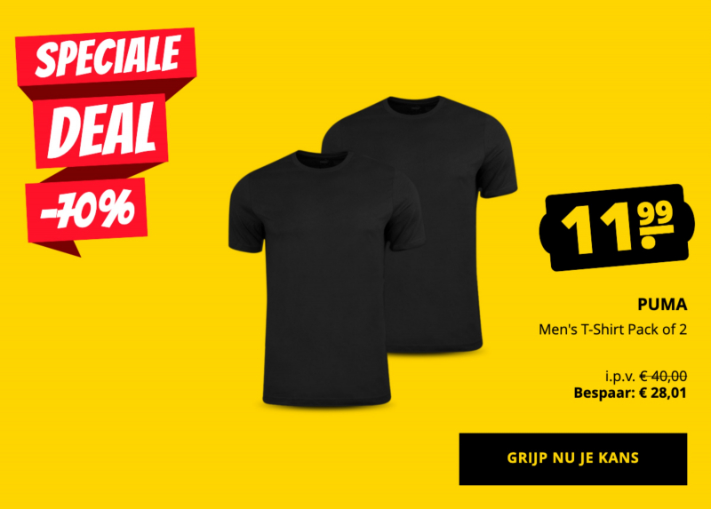 PUMA Men's T-Shirt Pack of 2 slechts 11,99 €!