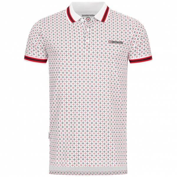 Lambretta Geometric Allover Print Herren Polo-Shirt SS7164-WHITE