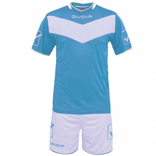 Givova Fußball Set Trikot mit Short Vittoria hellblau/weiß