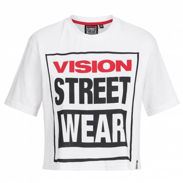 Vision Street Wear Damen Fitness Crew Neck Cropped Tee Shirt CL3103 white