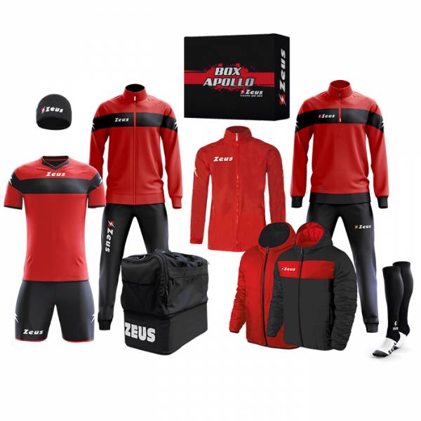 Zeus Apollo Set da calcio Box teamwear da 12 pezzi Nero Rosso