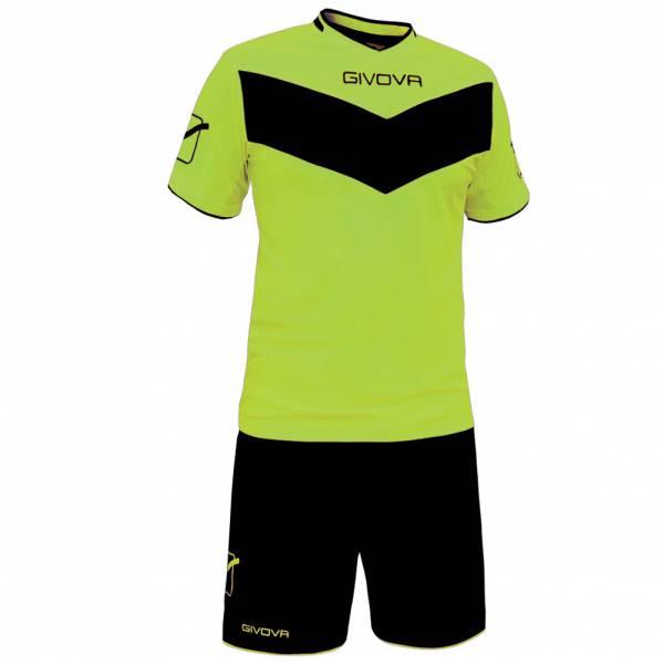 Givova Fußball Set Trikot mit Short Vittoria neongelb/schwarz