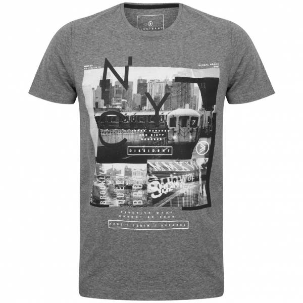DNM Dissident Stations Hommes T-shirt 1C12386 Gris moyen chiné