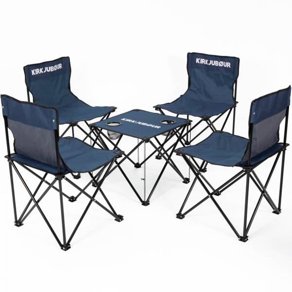 KIRKJUBØUR® &quot;Stjärna&quot; Set da 5 Sedie da campeggio con tavolino navy