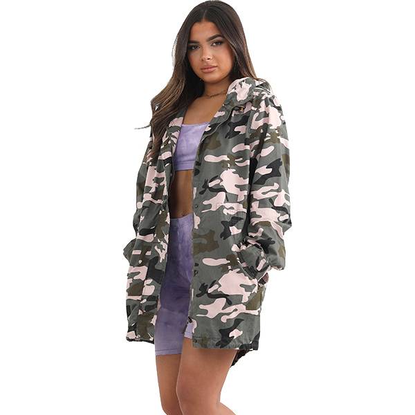 BRAVE SOUL Floral Print Camouflage Kobiety Parka Kurtka LJK-BELGIAMBF