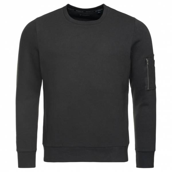 BRAVE SOUL Jacob Crew Neck Zip Pocket Herren Sweatshirt MSS-69JACOBB Black