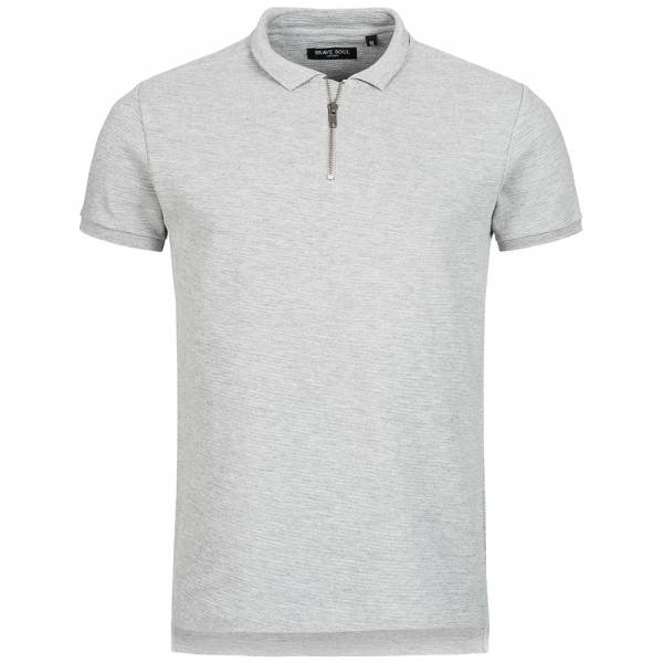 BRAVE SOUL Romeo Herren Zip Neck Polo-Shirt MPS-412ROMEO Light Grey Marl