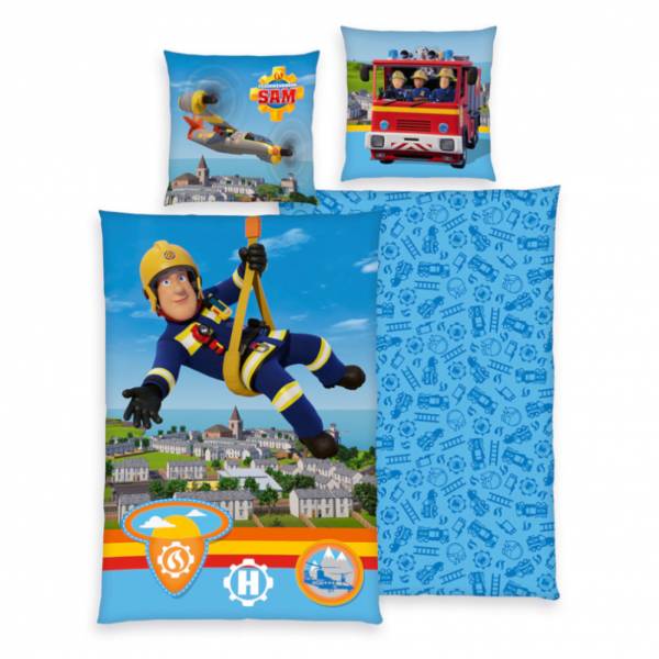 Sam il pompiere Lenzuola Set 135 x 200 cm + 80 x 80 cm 4470413050998