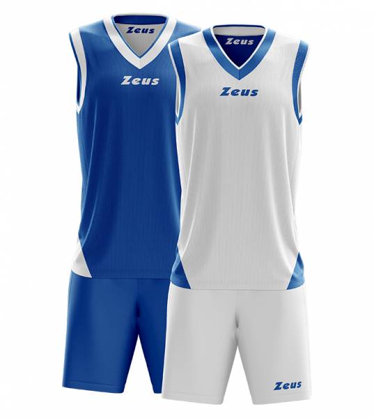 Zeus Kit Doblo Basketball Wende Trikot + Shorts royal/bianco