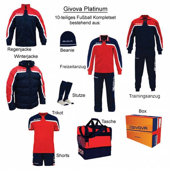 Givova Box Platinum Fußball Set 10-tlg. rot/navy