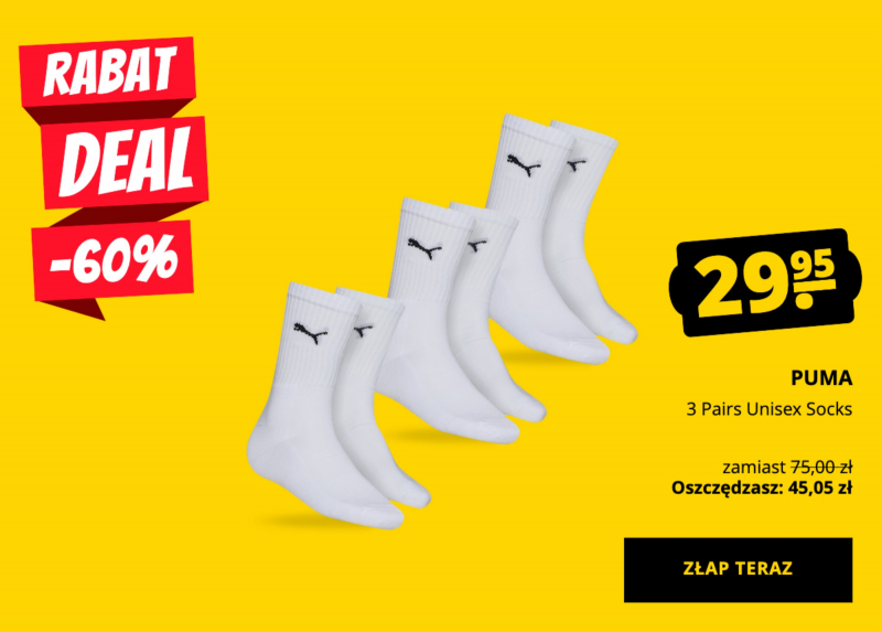 PUMA 3 Pairs Unisex Socks tylko 99,95 zł!