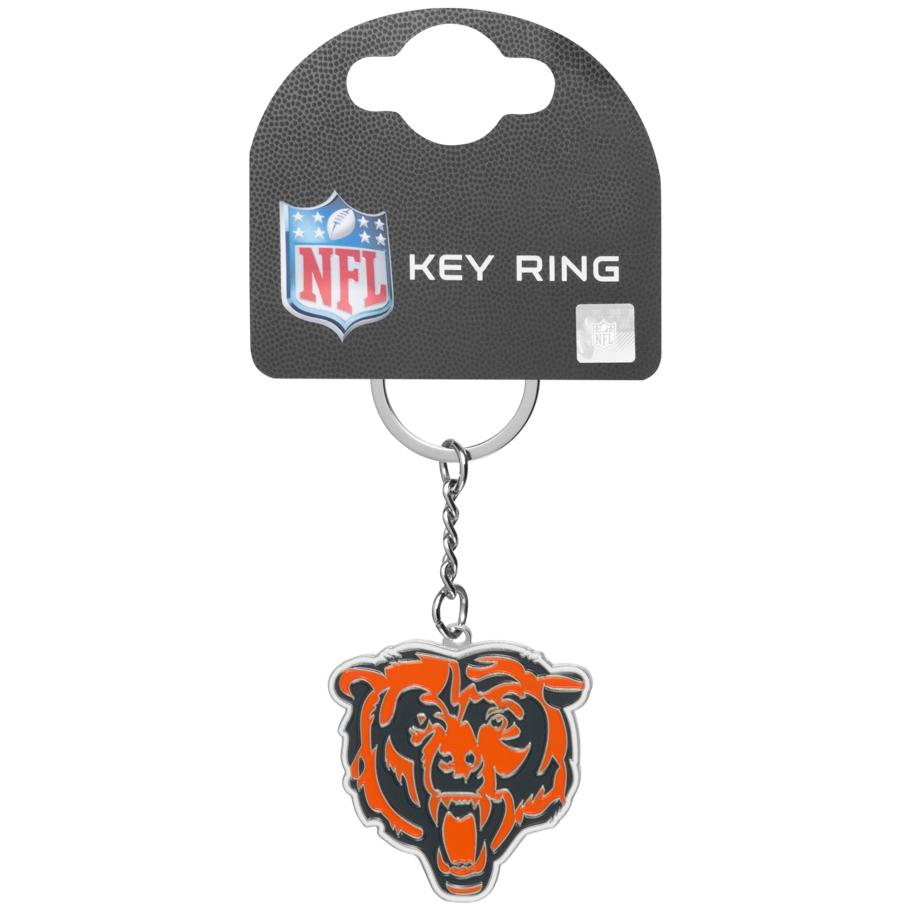 CHICAGO BEARS Rubber Logo Keychain With Bears Colors. In The Original  Packaging
