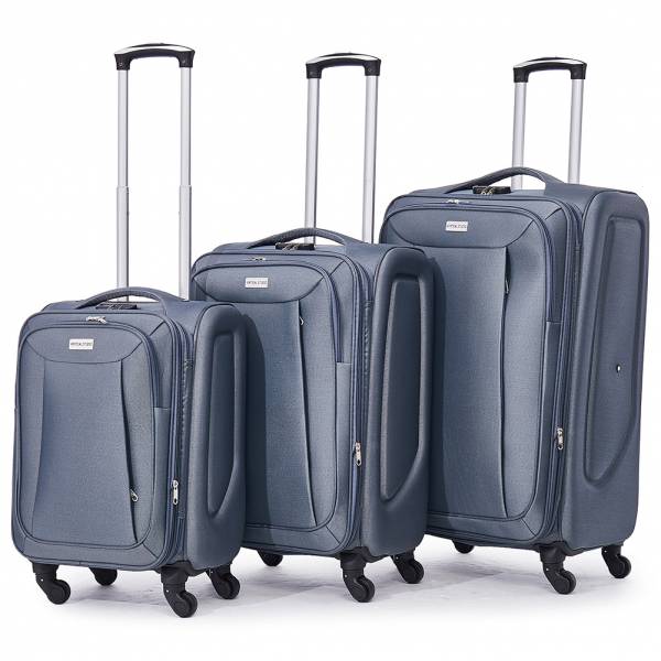 VERTICAL STUDIO &quot;Tromso&quot; 20&quot; 24&quot; 28&quot; fabric suitcase Set of 3 gray