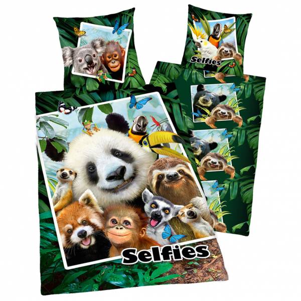 Selfies Jungle Lenzuola Set 135 x 200 cm + 80 x 80 cm 4420406050