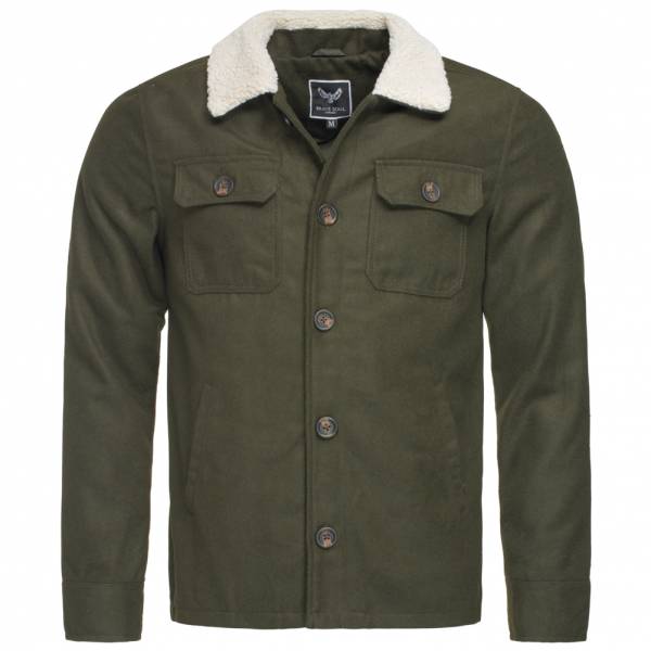 BRAVE SOUL 1976 Wool Blend Borg Collar Herren Jacke MJK-1976 Khaki