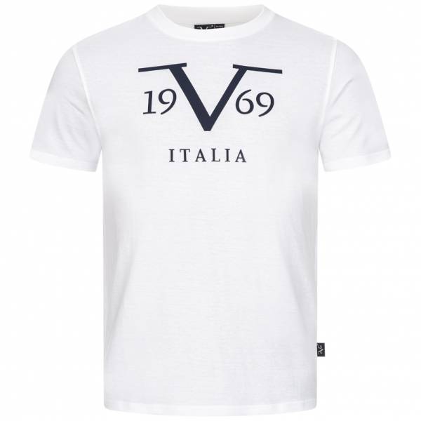 19V69 Versace 1969 Big Logo Stampato Hombre Camiseta VI20SS0011A blanco