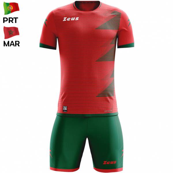 Zeus Mundial Teamwear Set Trikot mit Shorts rot grün