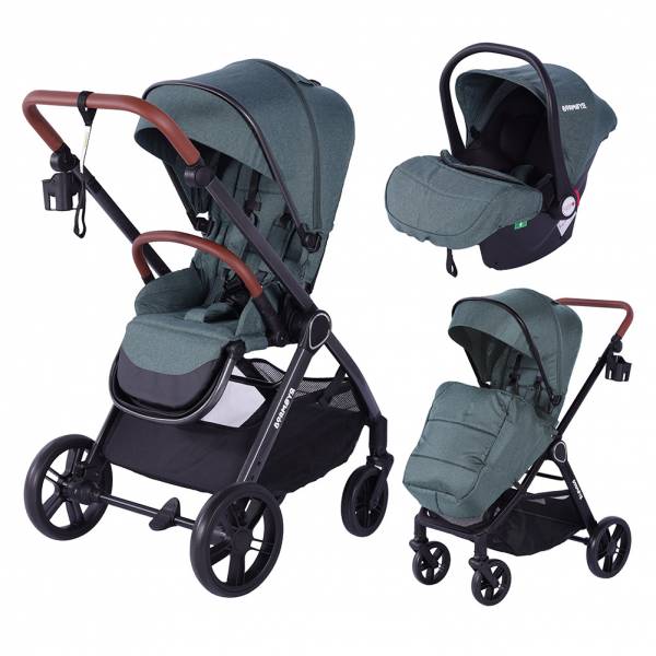 Barmøya 3-in-1 Kombi-Kinderwagen Komplettset grün