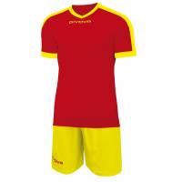 Givova Kit Revolution Maillot de football avec Short rouge jaune