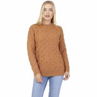 BRAVE SOUL Crew Neck Dames Gebreide trui LK-544ORIGINELE KAMEEL