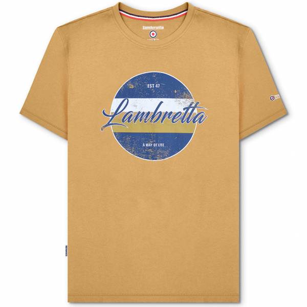 Lambretta Vintage Print Heren T-shirt SS1010-ZAND