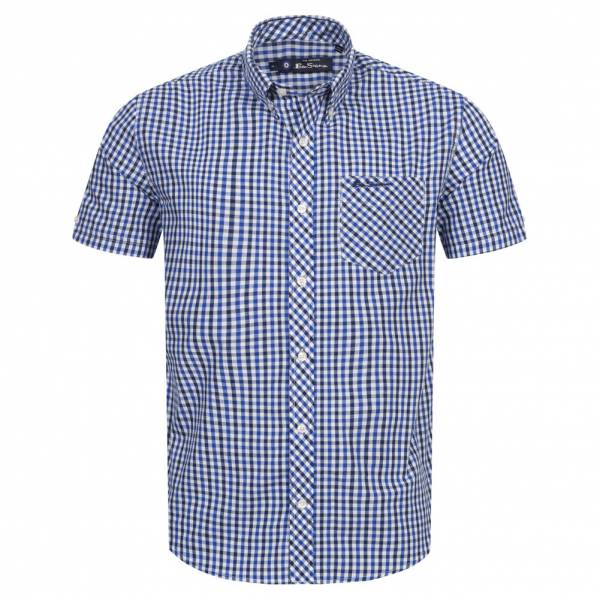 BEN SHERMAN Oxford Hombre Camisa de manga corta 1013390-AZUL