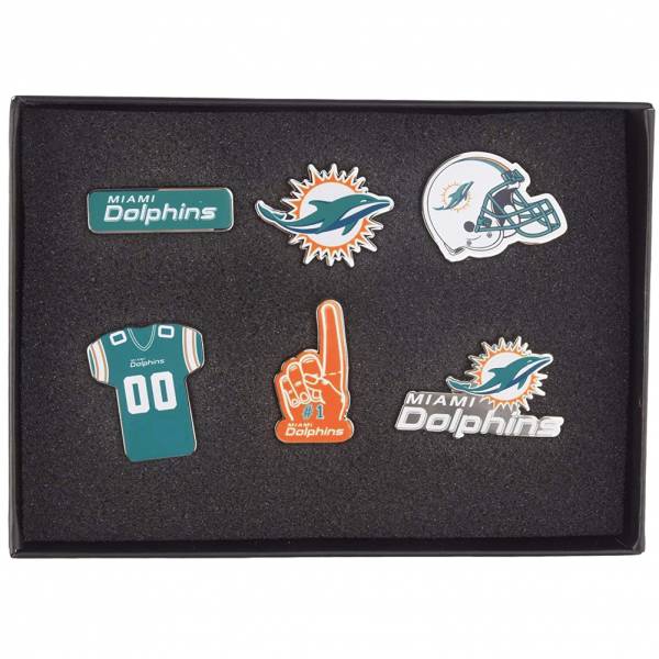 Dolphins de Miami NFL Pins métalliques Ensemble de 6 BDNFL6SETMD