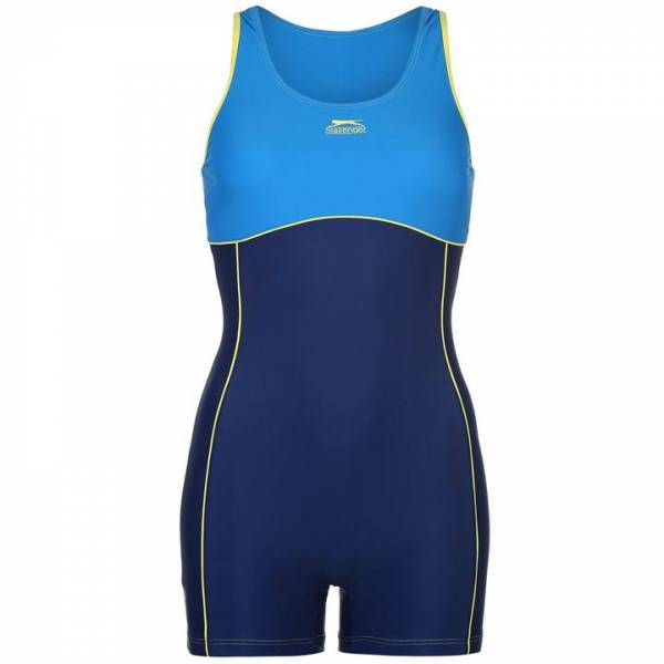 Slazenger Damen Badeanzug mit Bein Blue/Lemon