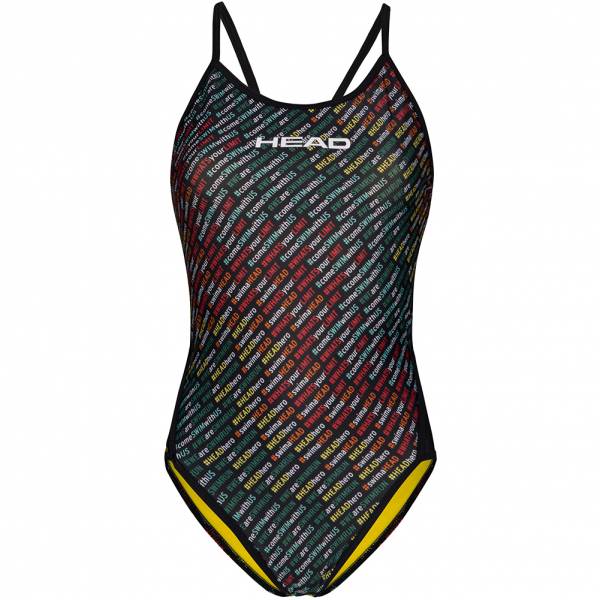 HEAD SWS Team Printed Thin Strap Hi Leg Fille Maillot de bain une pièce 452567-COL