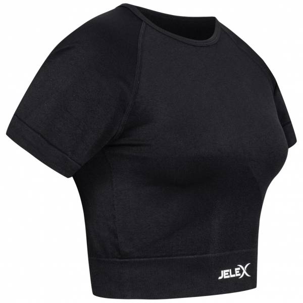 JELEX "Chiara" Donna Top da fitness a maniche corte nero