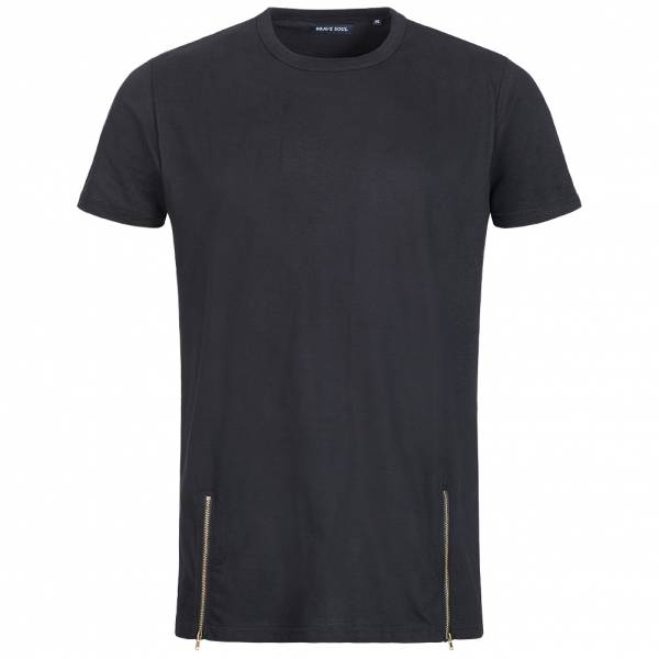BRAVE SOUL Falcon Herren Double Zip Crew Neck T-Shirt MTS-36FALCONG Black