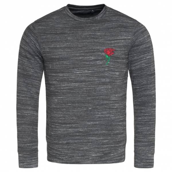BRAVE SOUL Caspian Rose Embroidery Herren Sweatshirt MSS-500CASPIAN BLACK