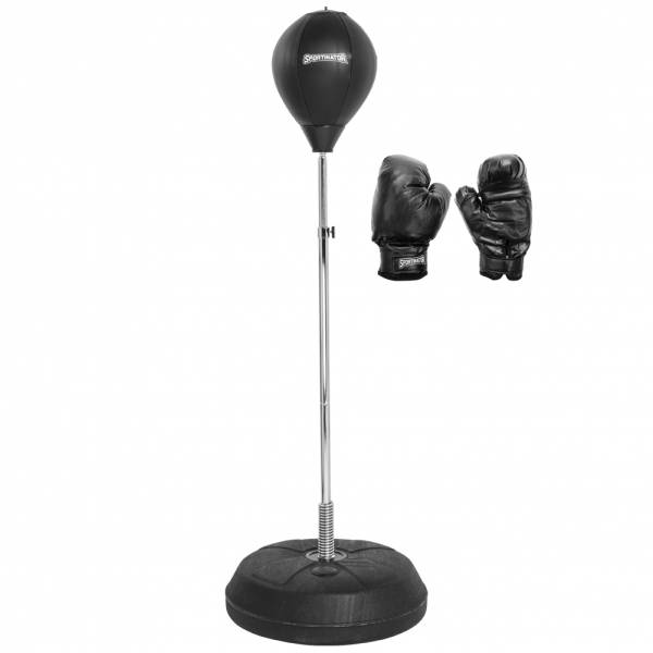 SPORTINATOR Punchingball Supporto da boxe per allenatore di boxe in piedi  con pera da boxe e guantoni da boxe neri