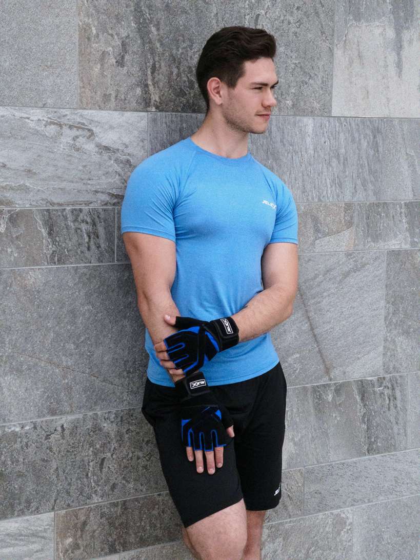 JELEX Fit Guanti da allenamento imbottiti, nero/blu, XL