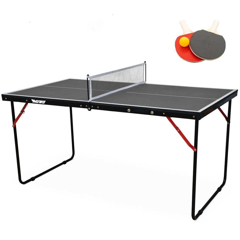 MUWO Indoor faltbare Mini Tischtennisplatte 137 x 76 cm schwarz SportSpar