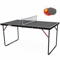 MUWO Indoor faltbare Mini Tischtennisplatte 137 x 76 cm schwarz