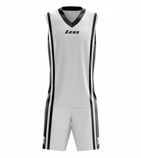 Zeus Kit Bozo Maglia da basket + Shorts Completo 2 pezzi bianco/nero