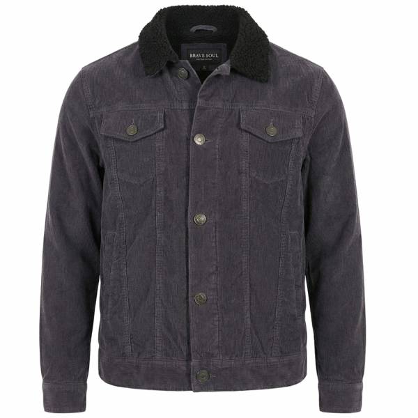 BRAVE SOUL® Prestwich Hombre Chaqueta de pana MJK-PRESTWICHPKB-GREY-1