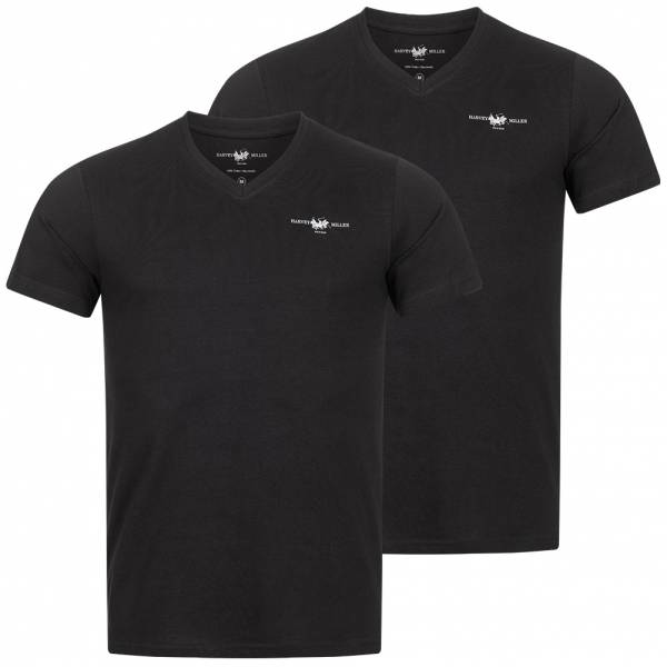 Harvey Miller Polo Club Basic V-Neck Herren T-Shirt 2er-Pack HRM4502 Black