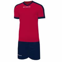 Givova Kit Revolution Camiseta de fútbol con Pantalones cortos azul marino rojo