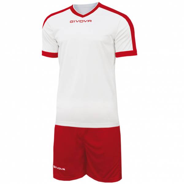 Givova Kit Revolution Maglietta da calcio con Shorts bianco rosso