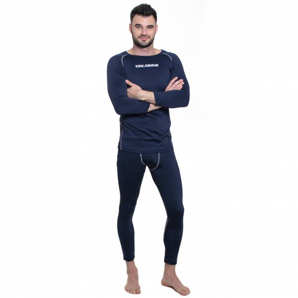 KIRKJUBØUR ® Hafjall Uomo Set di underwear termico 2 pezzi blu