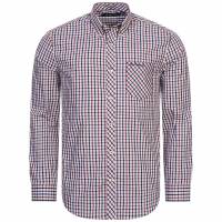 BEN SHERMAN House Check Hombre Camisa de manga larga 0077861-ROJO