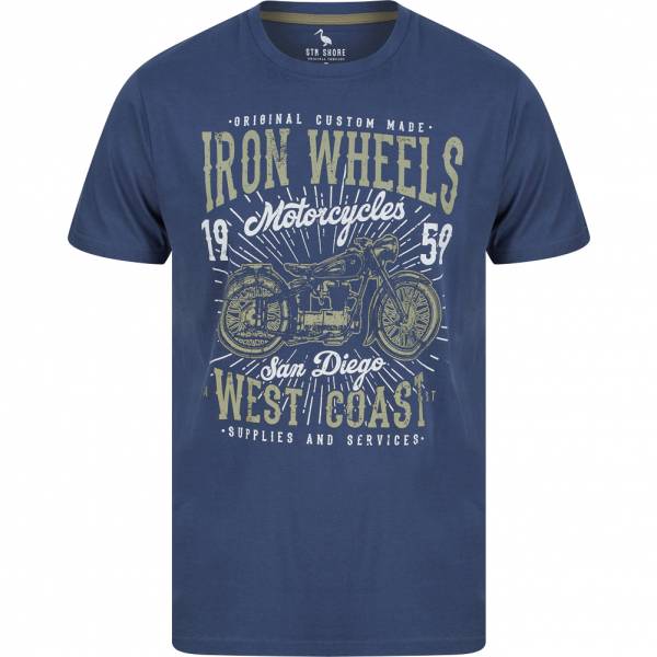 Sth. Shore Iron Wheels Mężczyźni T-shirt 1C18102 Vintage Indygo